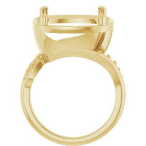 18K Yellow Gold 14x14 mm Cushion Ring Mounting – image 4