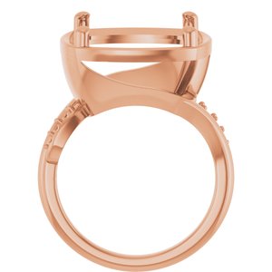 14K Rose Gold 14x14 mm Cushion Ring Mounting – image 4