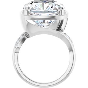 14K White Gold 14x14 mm Cushion Ring Mounting – image 3