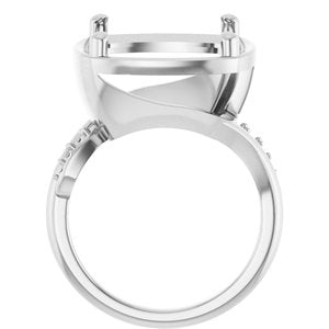 14K White Gold 14x14 mm Cushion Ring Mounting – image 4