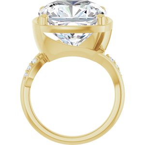 18K Yellow Gold 14x14 mm Cushion Ring Mounting – image 3