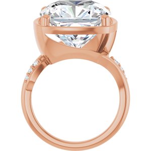 14K Rose Gold 14x14 mm Cushion Ring Mounting – image 3