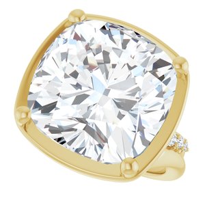 18K Yellow Gold 14x14 mm Cushion Ring Mounting – image 8