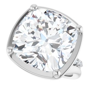 10K White Gold 14x14 mm Cushion Ring Mounting – image 8