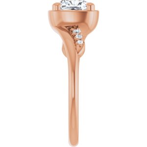 10K Rose Gold 6.5x6.5 mm Cushion Ring Mounting – image 7