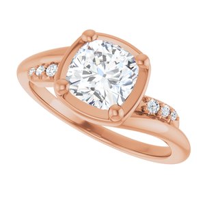 10K Rose Gold 6.5x6.5 mm Cushion Ring Mounting – image 8