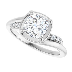 18K White Gold 6.5x6.5 mm Cushion Ring Mounting – image 8