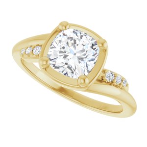 10K Yellow Gold 6.5x6.5 mm Cushion Ring Mounting – image 8