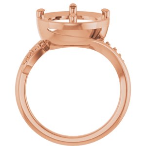 14K Rose Gold 13x11 mm Oval Ring Mounting – image 4