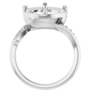 14K White Gold 13x11 mm Oval Ring Mounting – image 4
