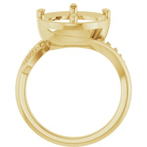 18K Yellow Gold 13x11 mm Oval Ring Mounting – image 4