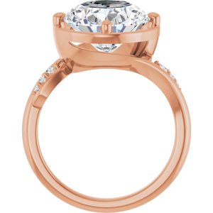 18K Rose Gold 13x11 mm Oval Ring Mounting – image 3