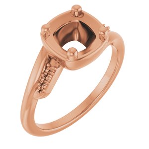 10K Rose Gold 6.5x6.5 mm Cushion Ring Mounting – image 2