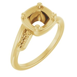 14K Yellow Gold 6.5x6.5 mm Cushion Ring Mounting – image 2