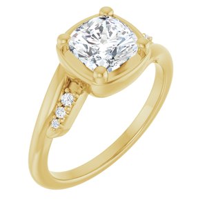 14K Yellow Gold 6.5x6.5 mm Cushion Ring Mounting