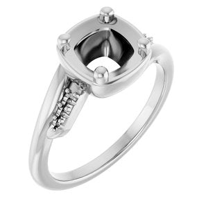 Sterling Silver 6.5x6.5 mm Cushion Ring Mounting – image 2