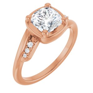 14K Rose Gold 6.5x6.5 mm Cushion Ring Mounting