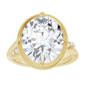 18K Yellow Gold 13x11 mm Oval Ring Mounting – image 5