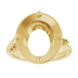 18K Yellow Gold 13x11 mm Oval Ring Mounting – image 6