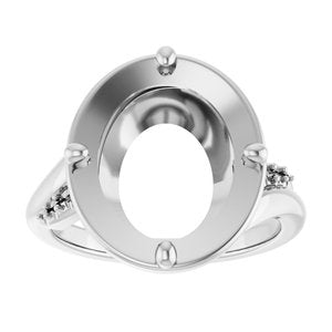 14K X1 White Gold 13x11 mm Oval Ring Mounting – image 6