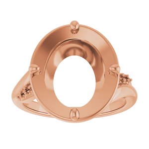 14K Rose Gold 13x11 mm Oval Ring Mounting – image 6