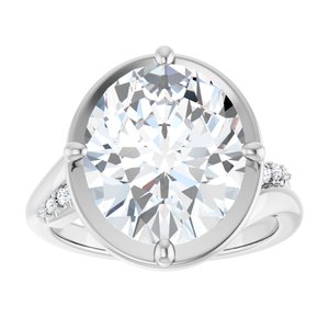 14K X1 White Gold 13x11 mm Oval Ring Mounting – image 5
