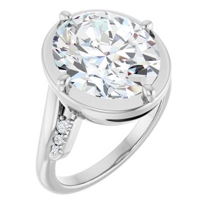14K X1 White Gold 13x11 mm Oval Ring Mounting