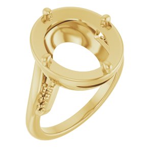 18K Yellow Gold 13x11 mm Oval Ring Mounting – image 2