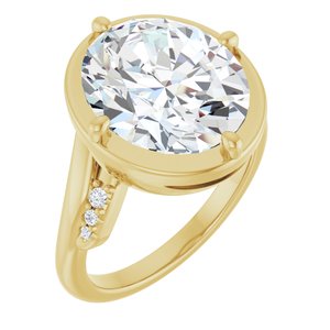 18K Yellow Gold 13x11 mm Oval Ring Mounting
