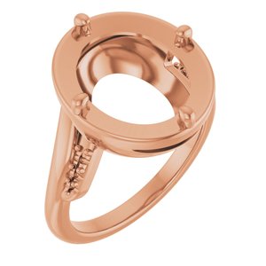 14K Rose Gold 13x11 mm Oval Ring Mounting – image 2