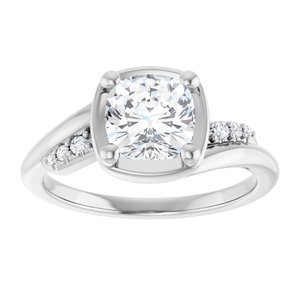 14K White Gold 6.5x6.5 mm Cushion Ring Mounting – image 5