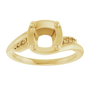18K Yellow Gold 6.5x6.5 mm Cushion Ring Mounting – image 6