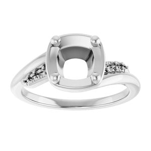 Continuum Sterling Silver 6.5x6.5 mm Cushion Ring Mounting – image 6