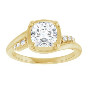 18K Yellow Gold 6.5x6.5 mm Cushion Ring Mounting – image 5