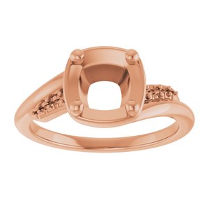 14K Rose Gold 6.5x6.5 mm Cushion Ring Mounting – image 6