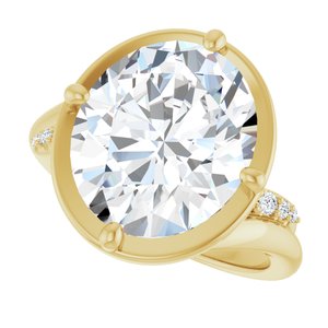 18K Yellow Gold 13x11 mm Oval Ring Mounting – image 8