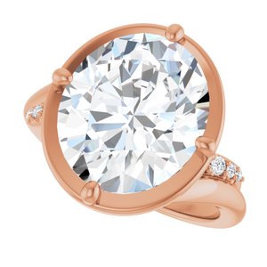 18K Rose Gold 13x11 mm Oval Ring Mounting – image 8
