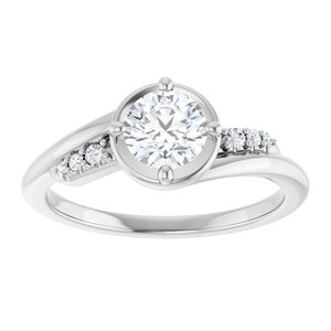 18K White Gold 5.5 mm Round Ring Mounting – image 5
