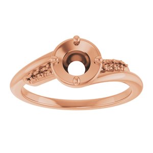 14K Rose Gold 5.5 mm Round Ring Mounting – image 6