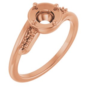 10K Rose Gold 5.5 mm Round Ring Mounting – image 2