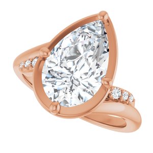 18K Rose Gold 13x8 mm Pear Ring Mounting – image 8