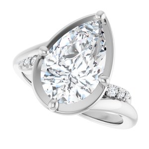 18K White Gold 13x8 mm Pear Ring Mounting – image 8