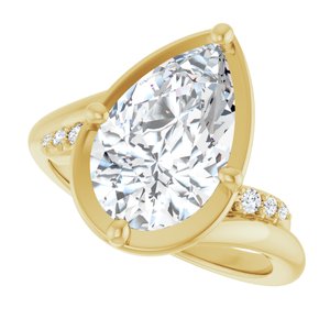10K Yellow Gold 13x8 mm Pear Ring Mounting – image 8