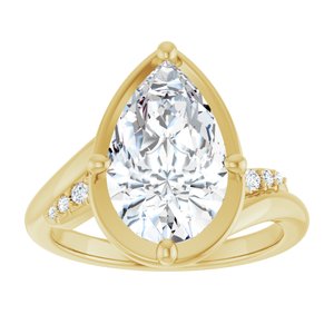 18K Yellow Gold 13x8 mm Pear Ring Mounting – image 5