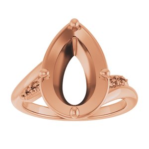 18K Rose Gold 13x8 mm Pear Ring Mounting – image 6