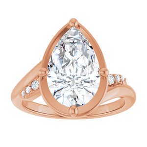 18K Rose Gold 13x8 mm Pear Ring Mounting – image 5