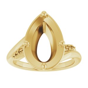 18K Yellow Gold 13x8 mm Pear Ring Mounting – image 6