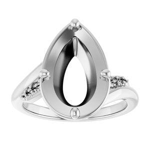 18K White Gold 13x8 mm Pear Ring Mounting – image 6