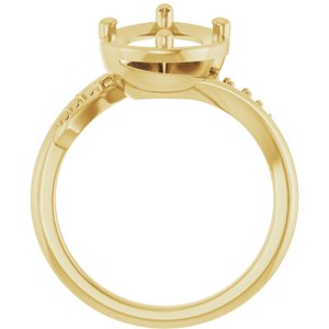 18K Yellow Gold 13x8 mm Pear Ring Mounting – image 4