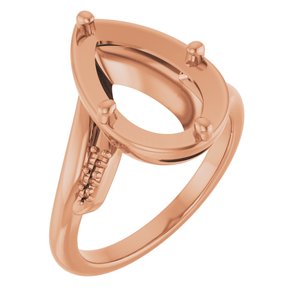 14K Rose Gold 13x8 mm Pear Ring Mounting – image 2